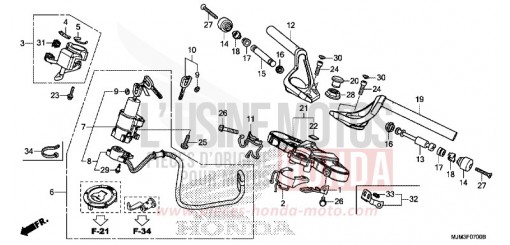 HANDLE PIPE/TOP BRIDGE VFR800FE de 2014